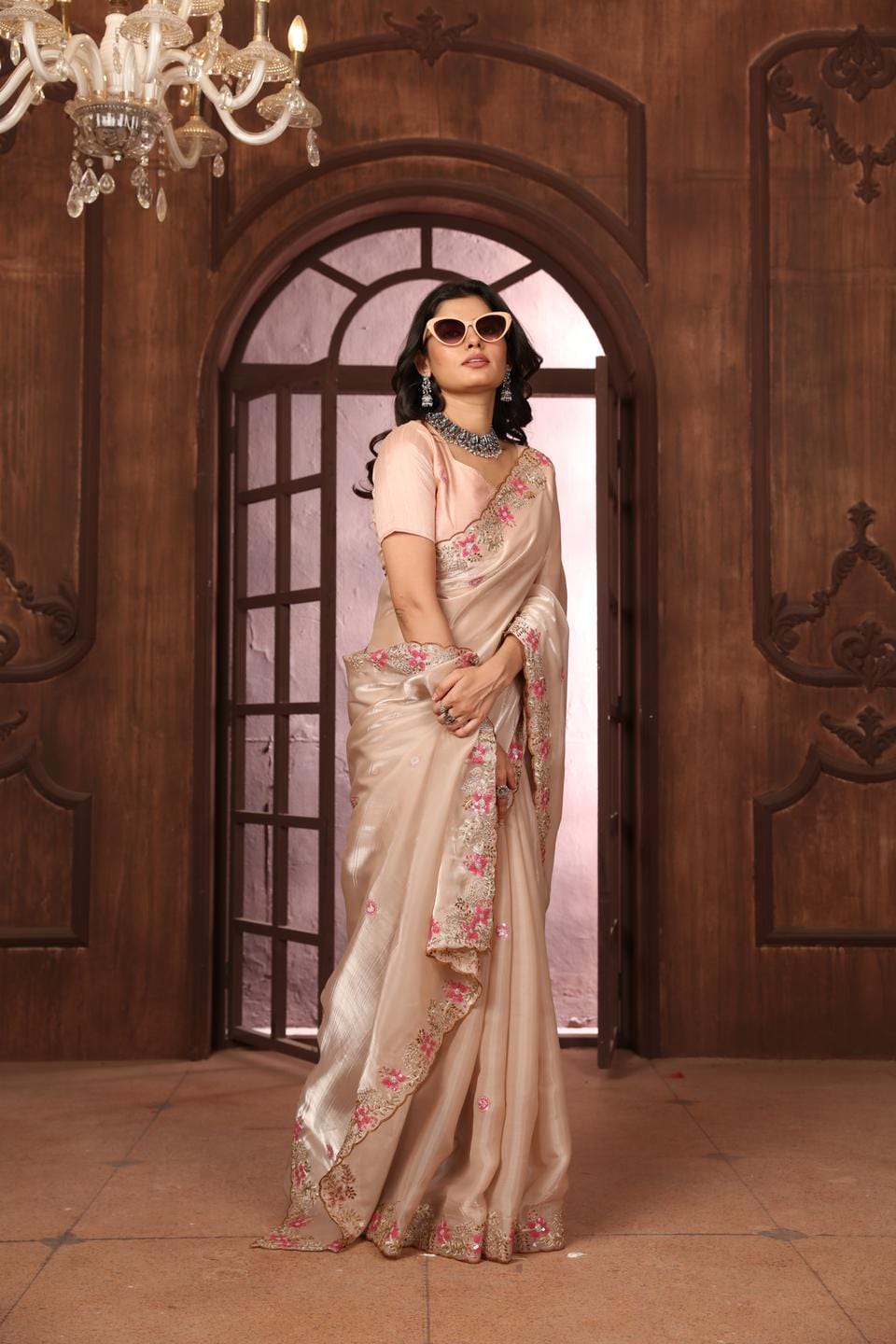 Ethnic Motifs Zari Woven Design Banarasi Saree