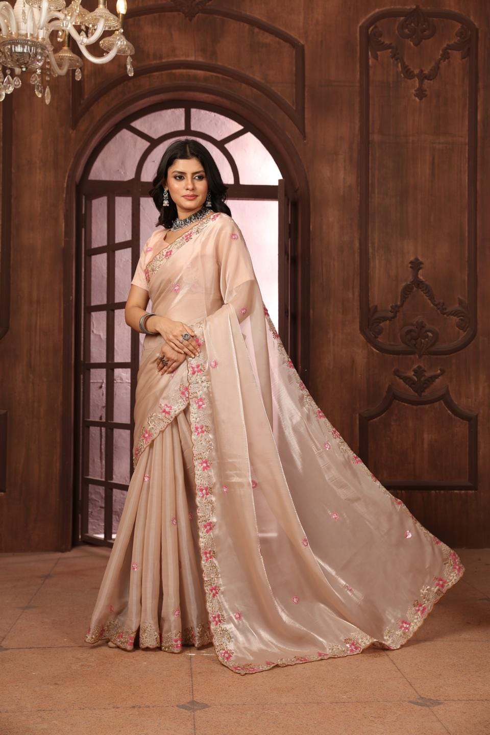 Ethnic Motifs Zari Woven Design Banarasi Saree