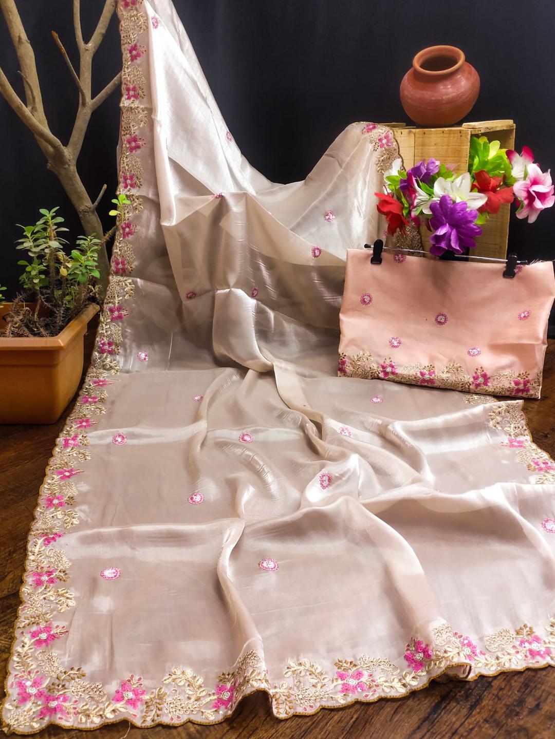 Ethnic Motifs Zari Woven Design Banarasi Saree