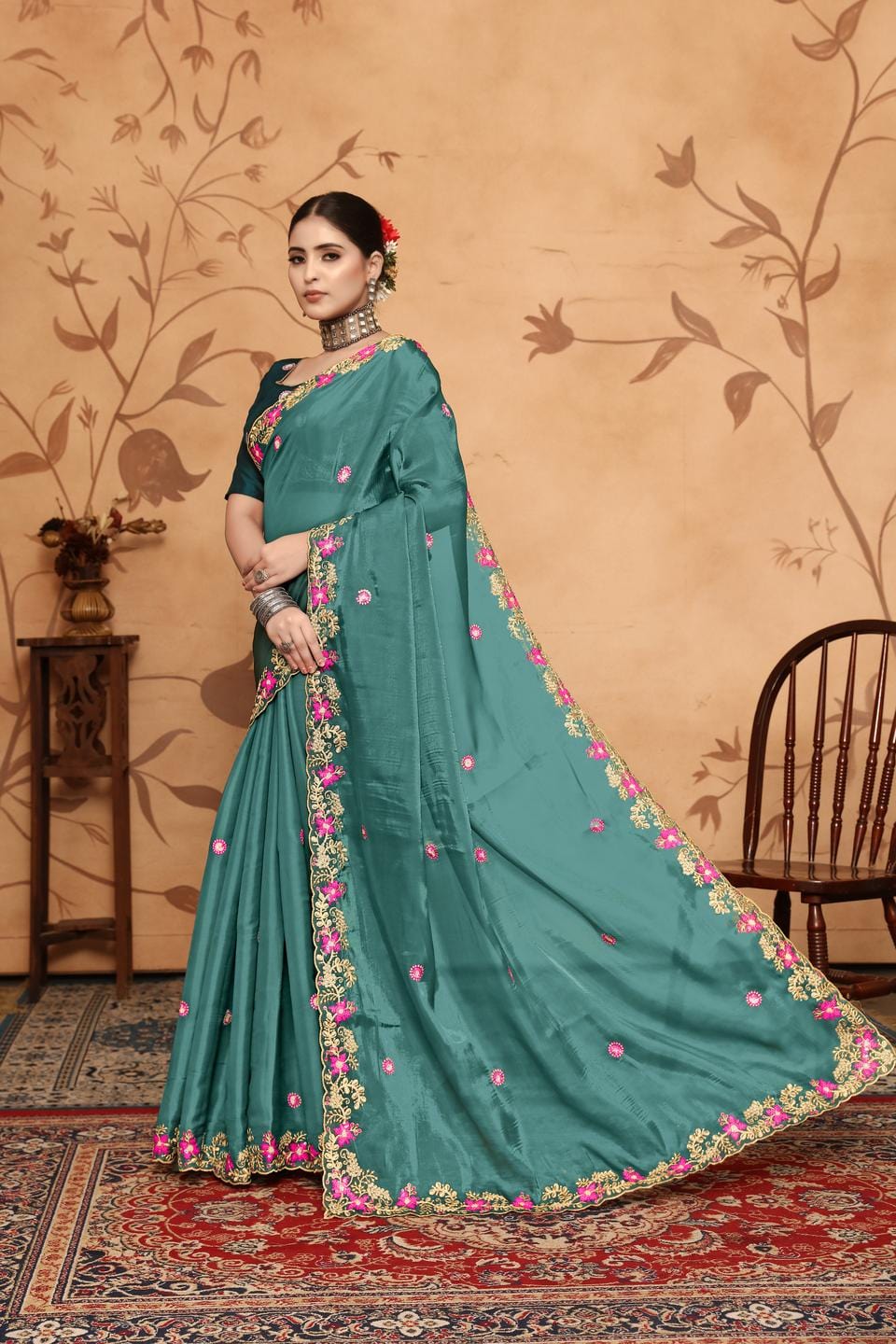 Ethnic Motifs Zari Woven Design Banarasi Saree