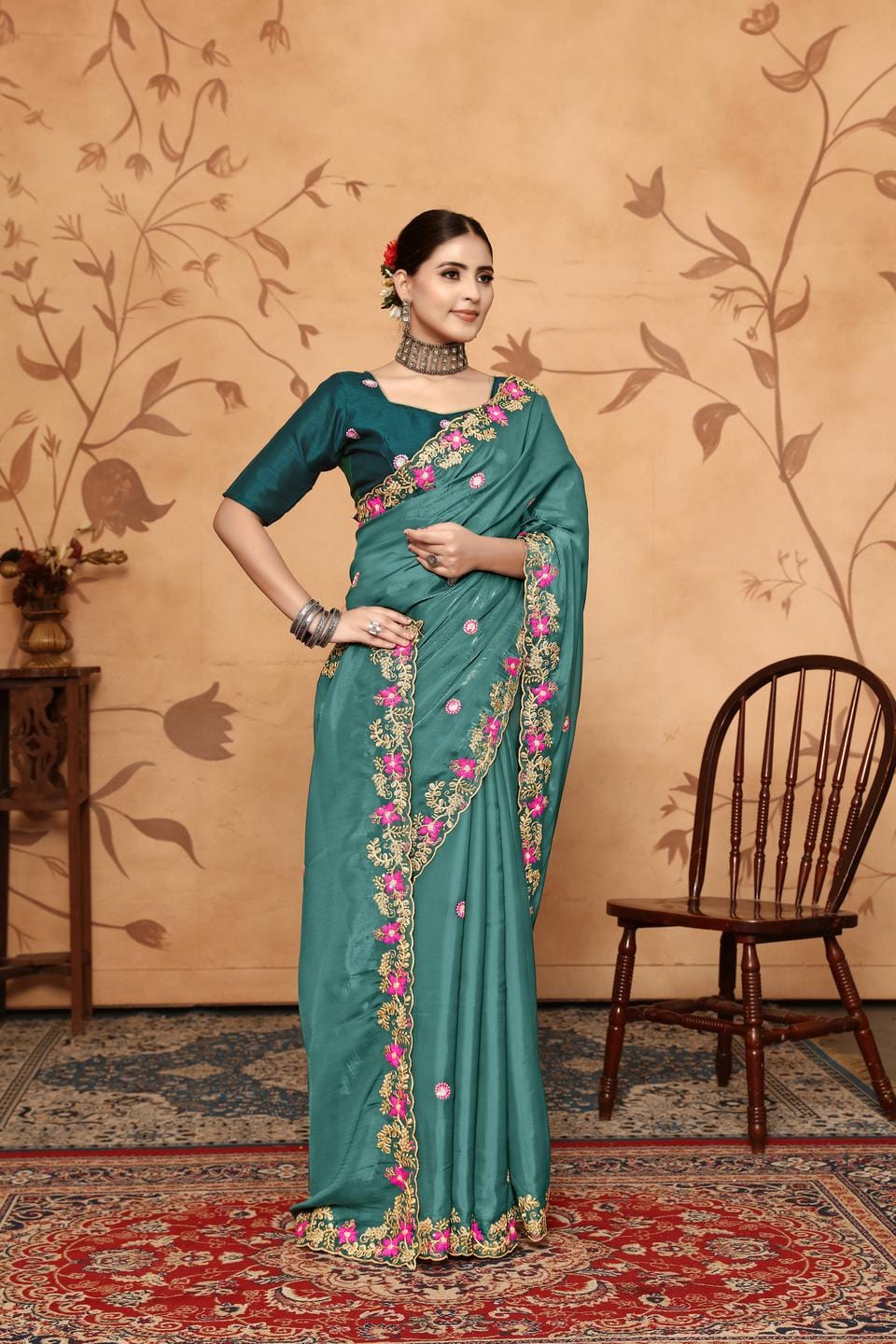 Ethnic Motifs Zari Woven Design Banarasi Saree