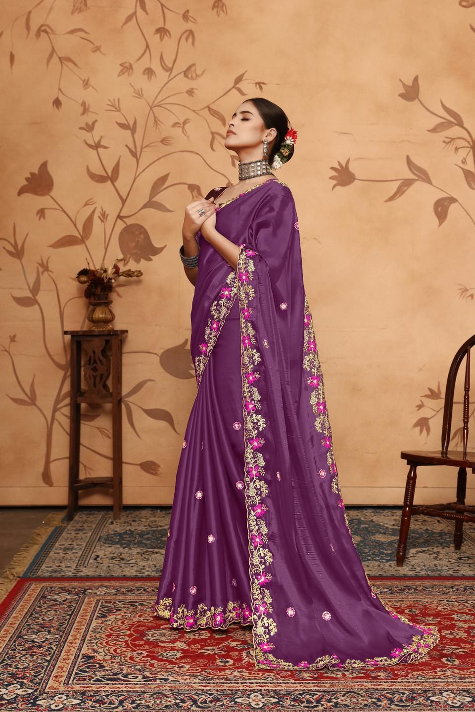Ethnic Motifs Zari Woven Design Banarasi Saree