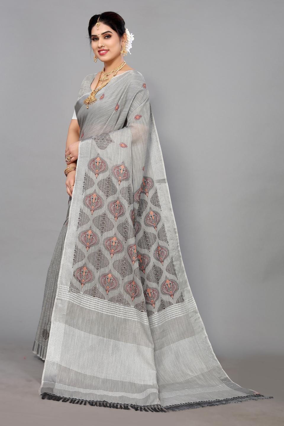 Ethnic Motifs Zari Woven Design Banarasi Saree