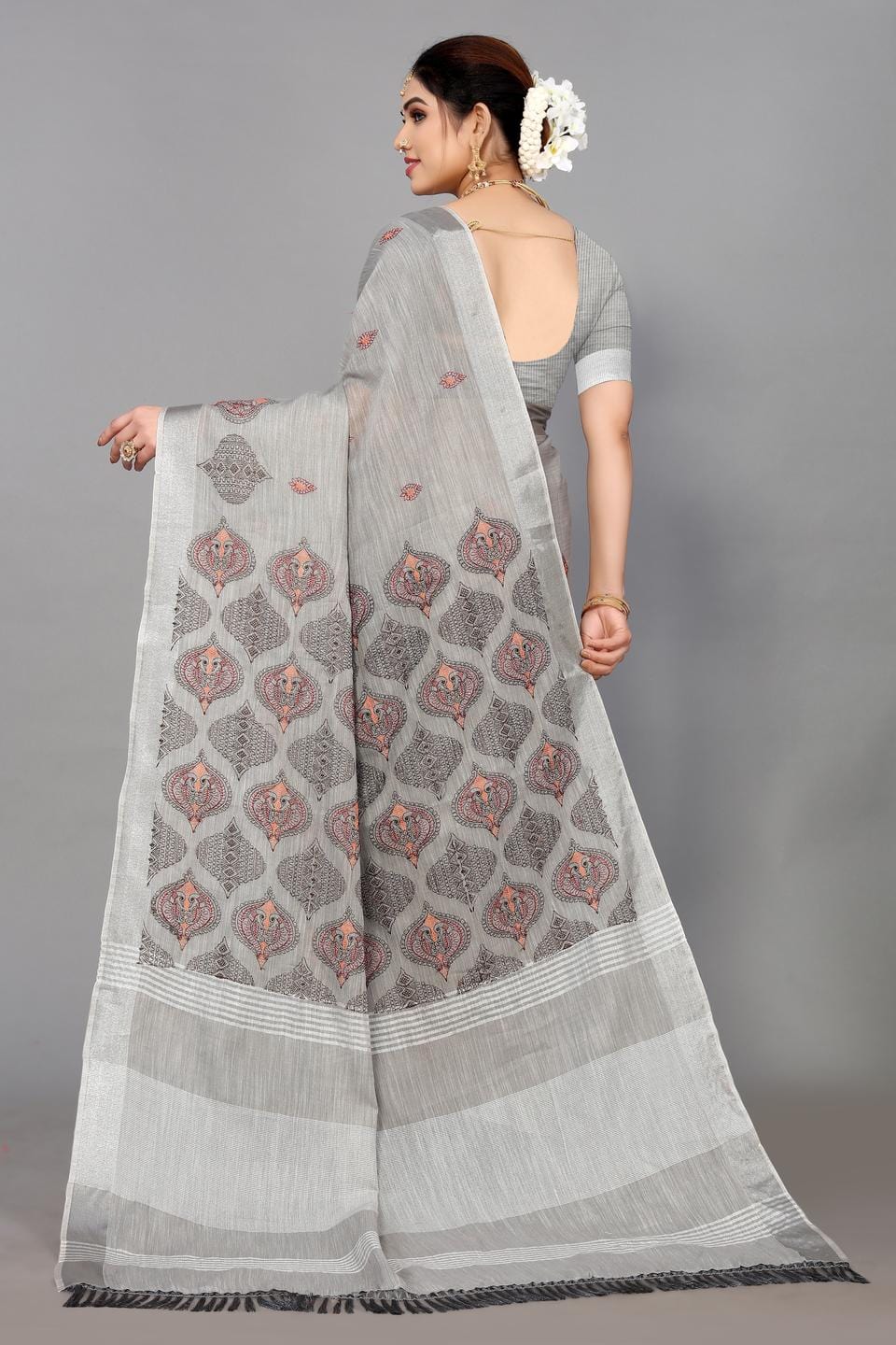 Ethnic Motifs Zari Woven Design Banarasi Saree
