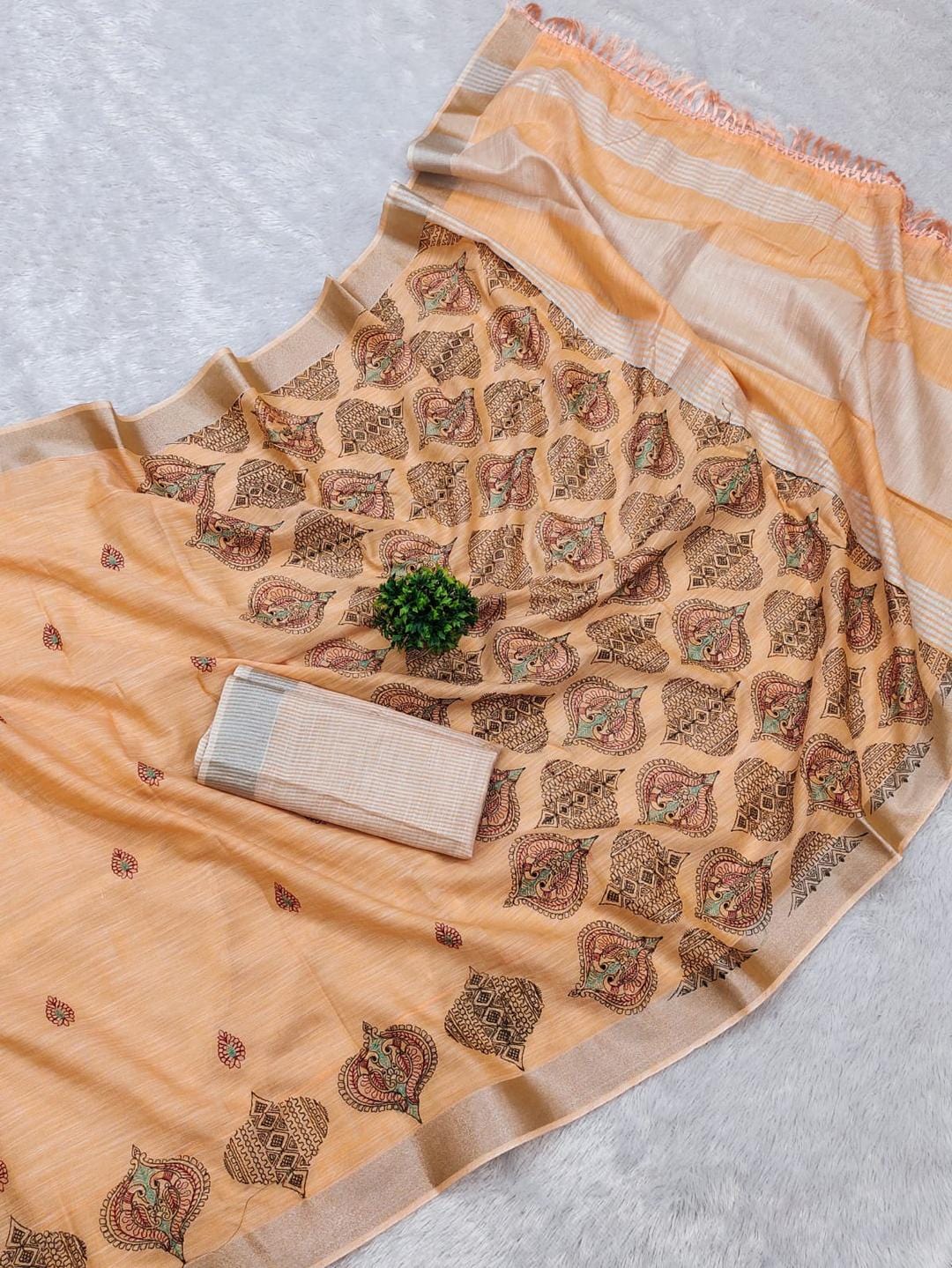 Ethnic Motifs Zari Woven Design Banarasi Saree