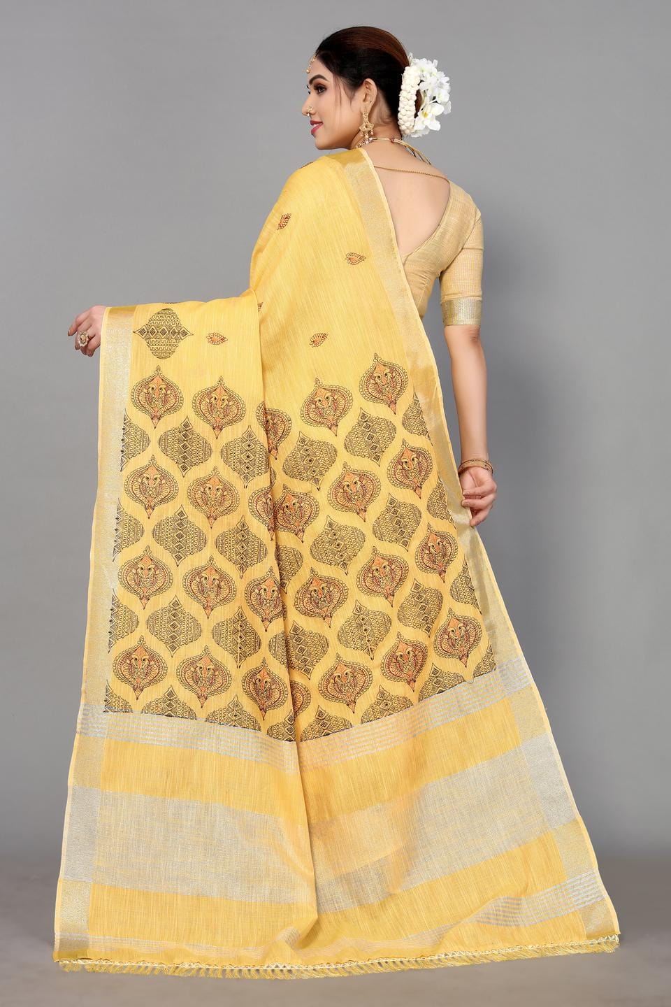Ethnic Motifs Zari Woven Design Banarasi Saree