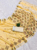 Ethnic Motifs Zari Woven Design Banarasi Saree