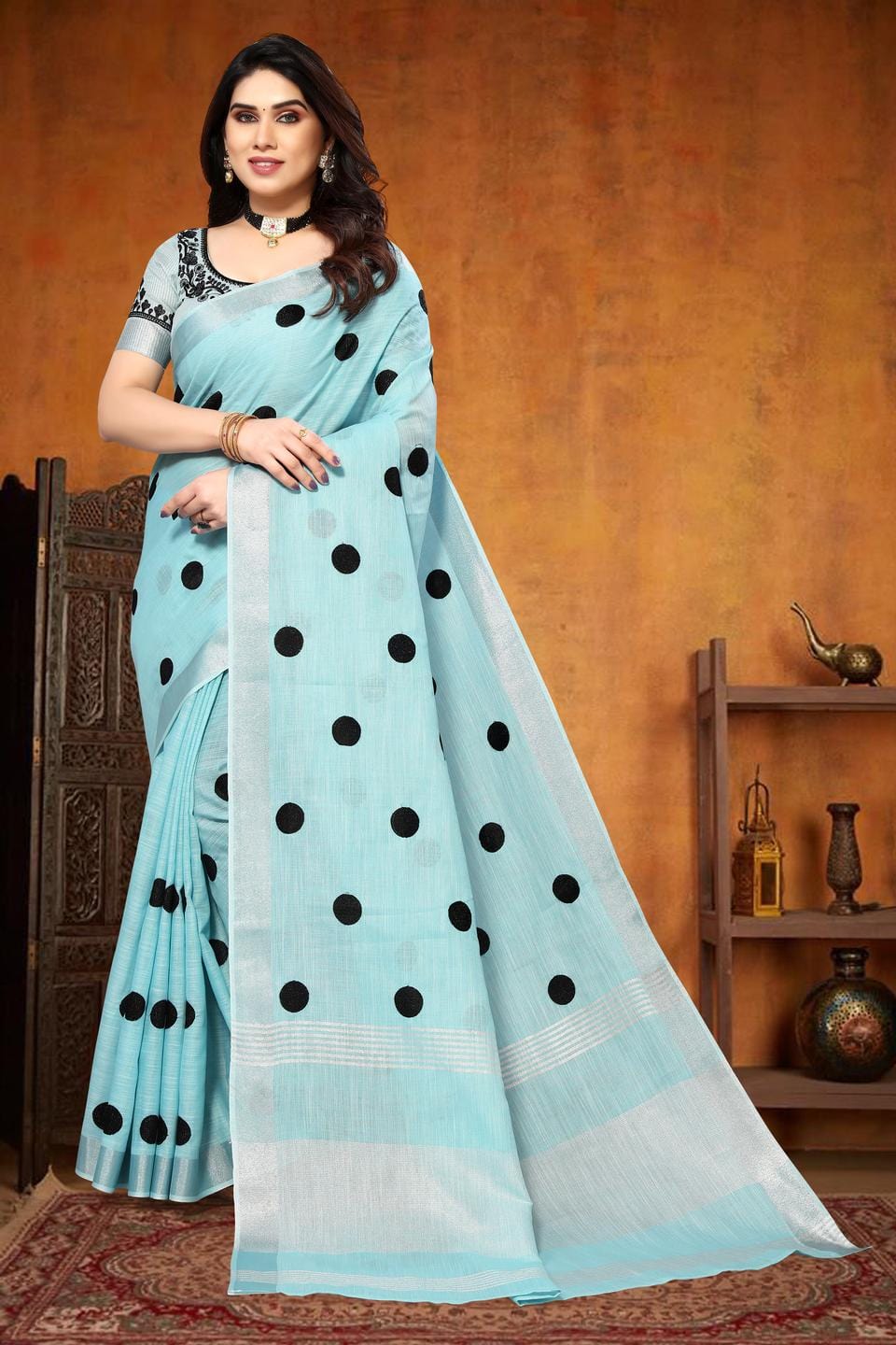 Ethnic Motifs Zari Woven Design Banarasi Saree