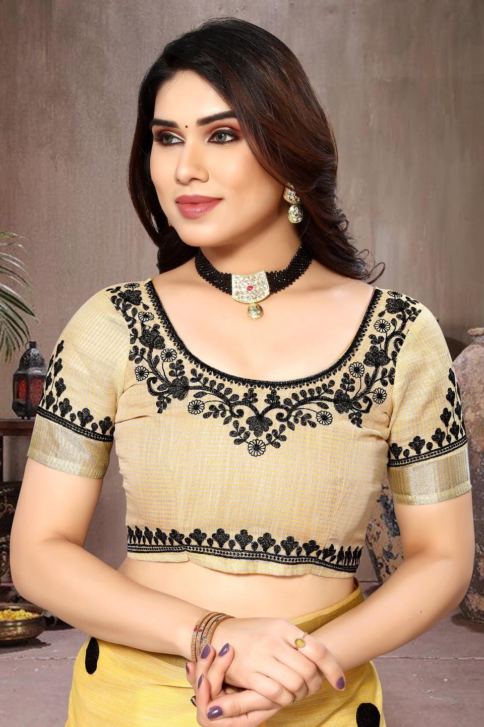 Ethnic Motifs Zari Woven Design Banarasi Saree