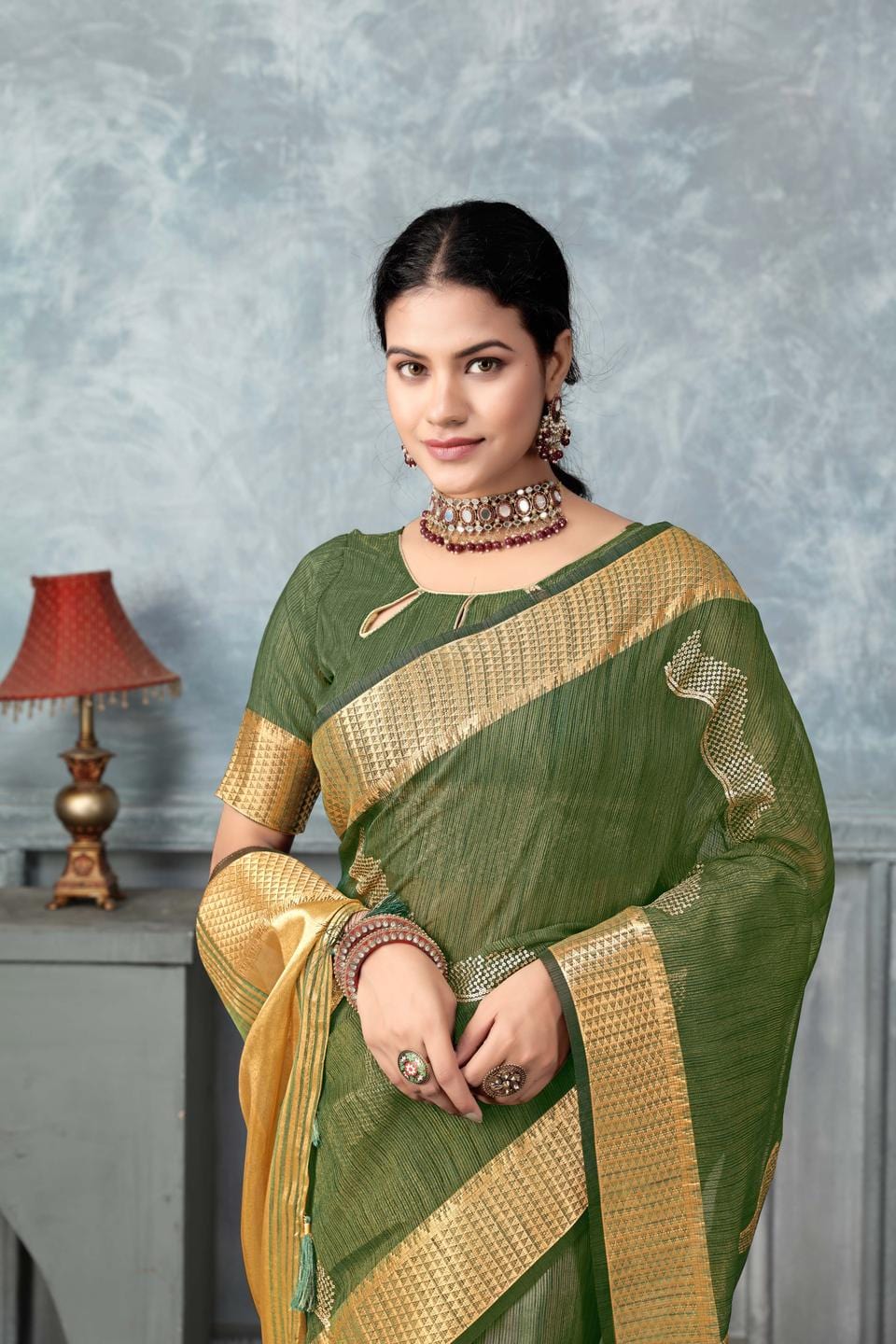 Ethnic Motifs Zari Woven Design Banarasi Saree