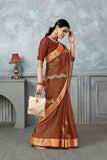 Ethnic Motifs Zari Woven Design Banarasi Saree