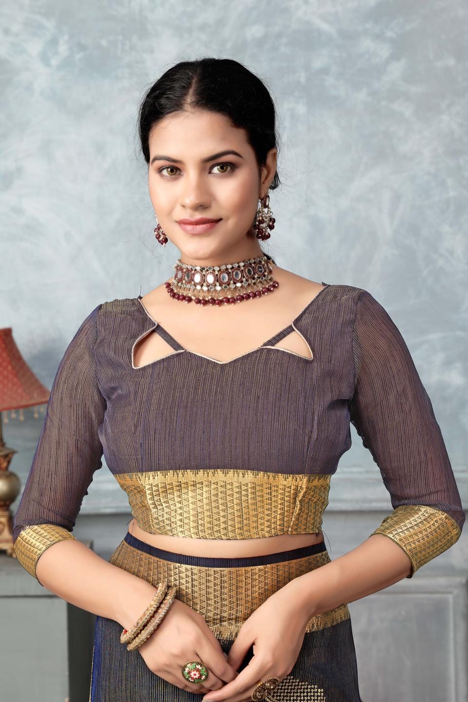 Ethnic Motifs Zari Woven Design Banarasi Saree