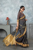 Ethnic Motifs Zari Woven Design Banarasi Saree