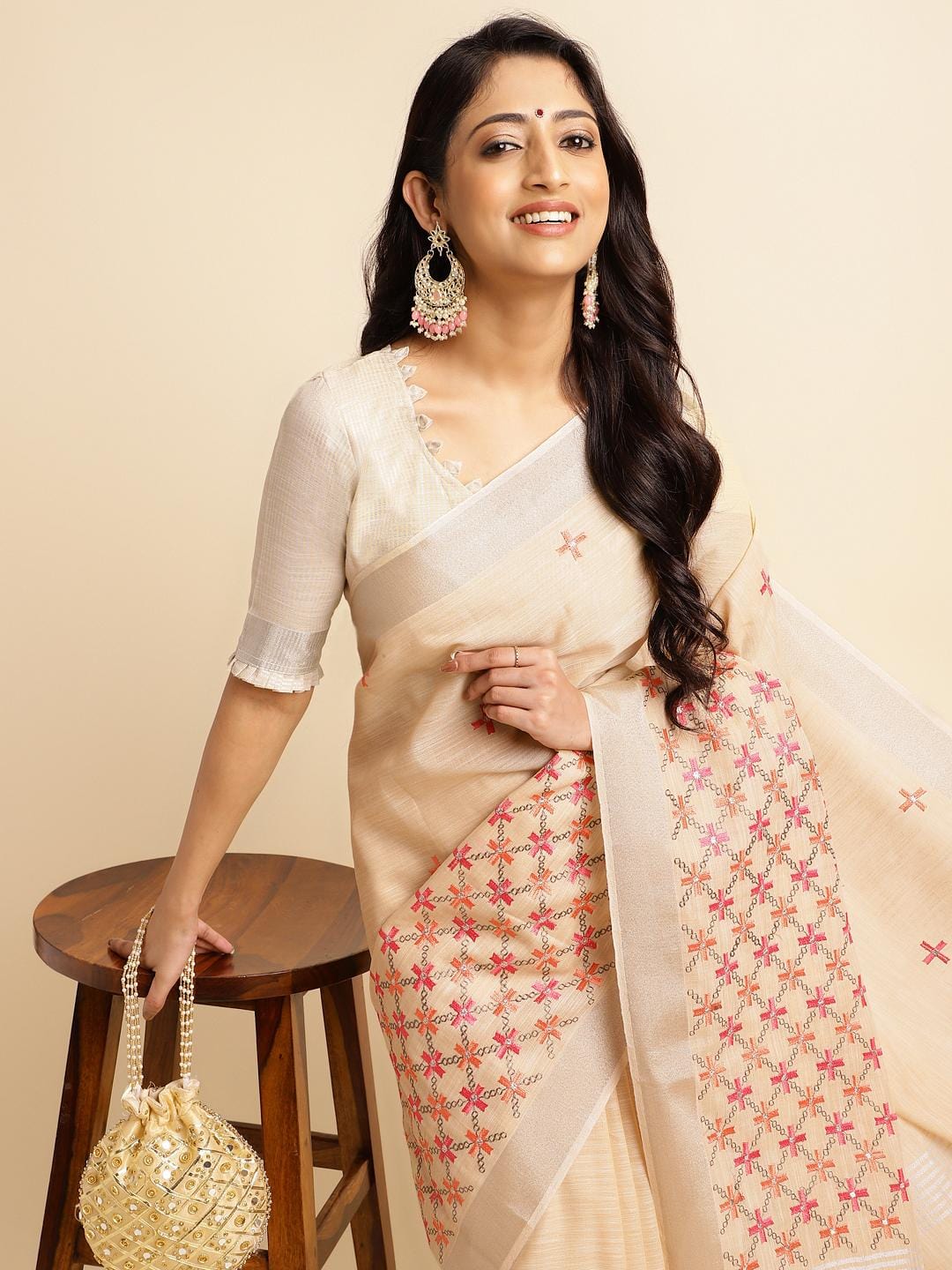 Ethnic Motifs Zari Woven Design Banarasi Saree