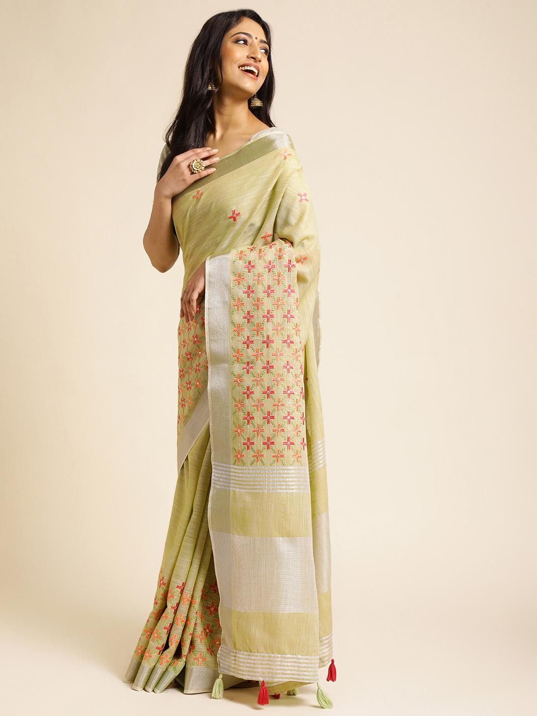 Ethnic Motifs Zari Woven Design Banarasi Saree