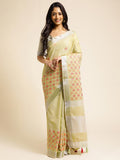 Ethnic Motifs Zari Woven Design Banarasi Saree