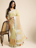 Ethnic Motifs Zari Woven Design Banarasi Saree