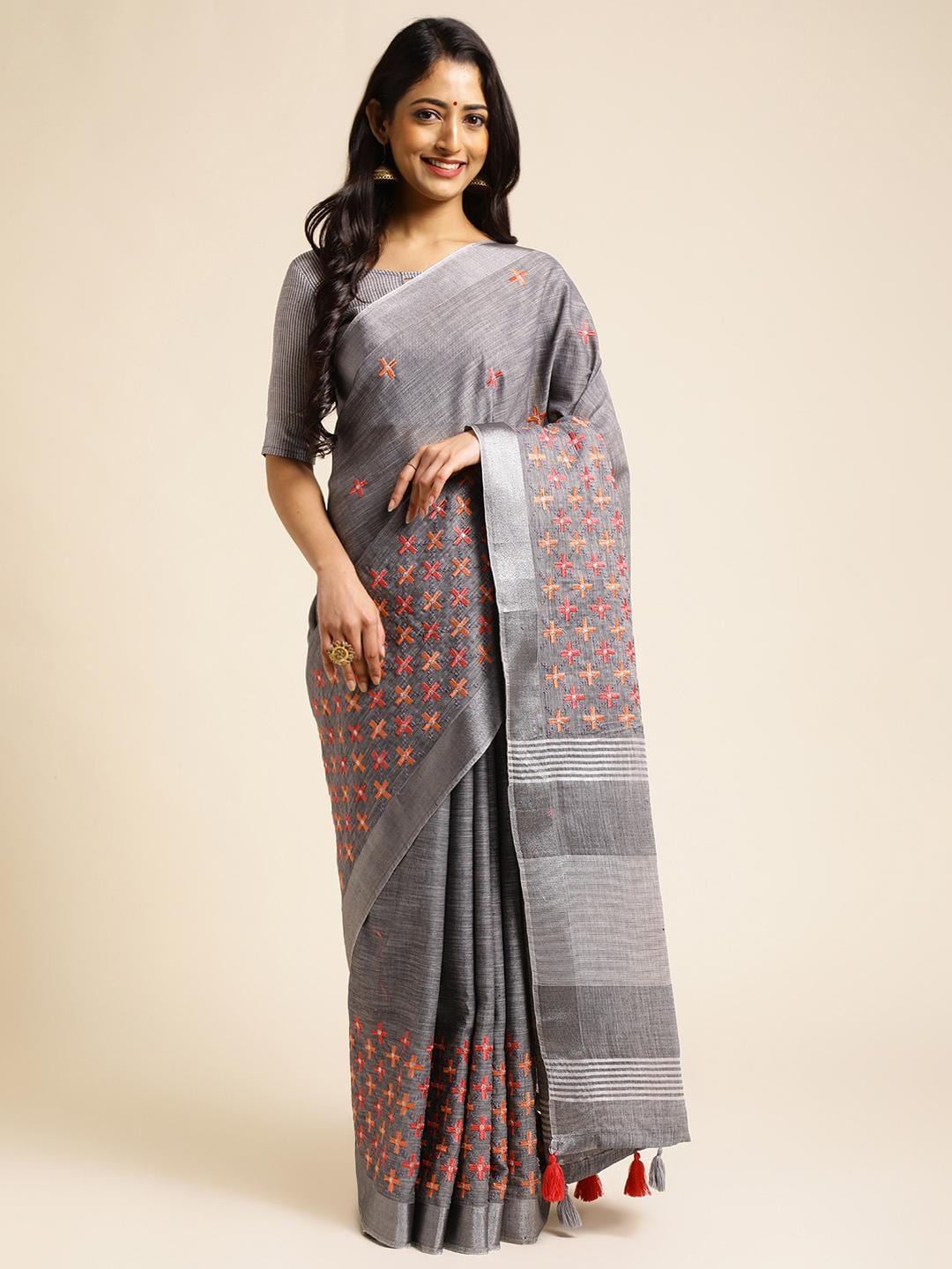 Ethnic Motifs Zari Woven Design Banarasi Saree