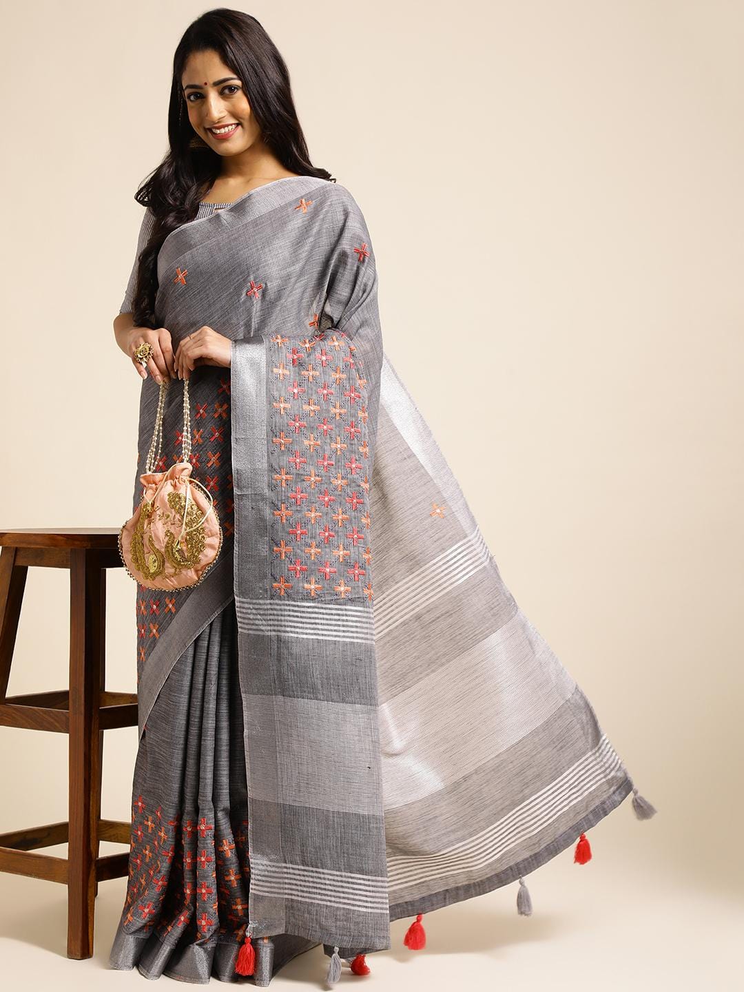 Ethnic Motifs Zari Woven Design Banarasi Saree