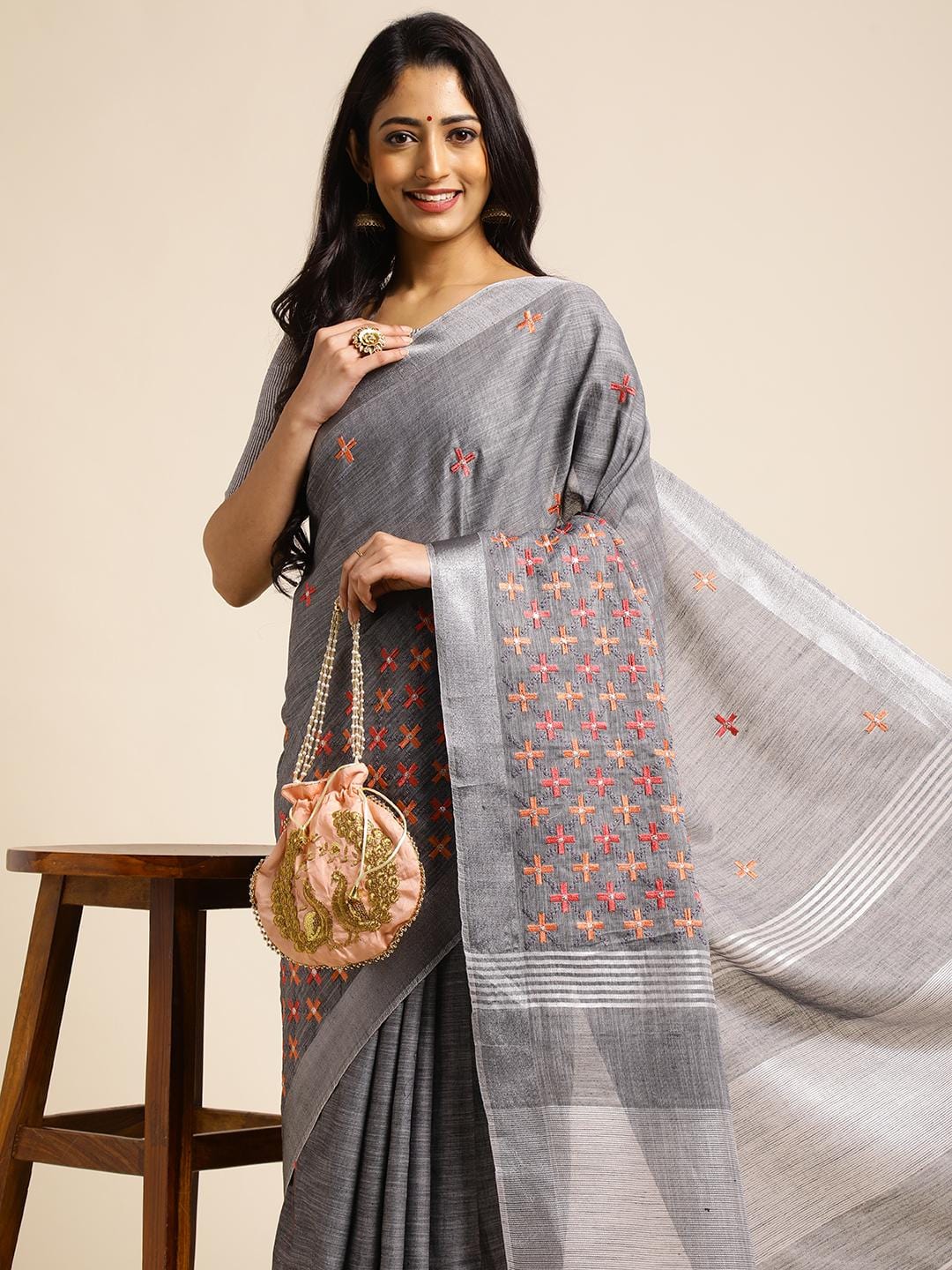 Ethnic Motifs Zari Woven Design Banarasi Saree
