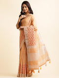 Ethnic Motifs Zari Woven Design Banarasi Saree