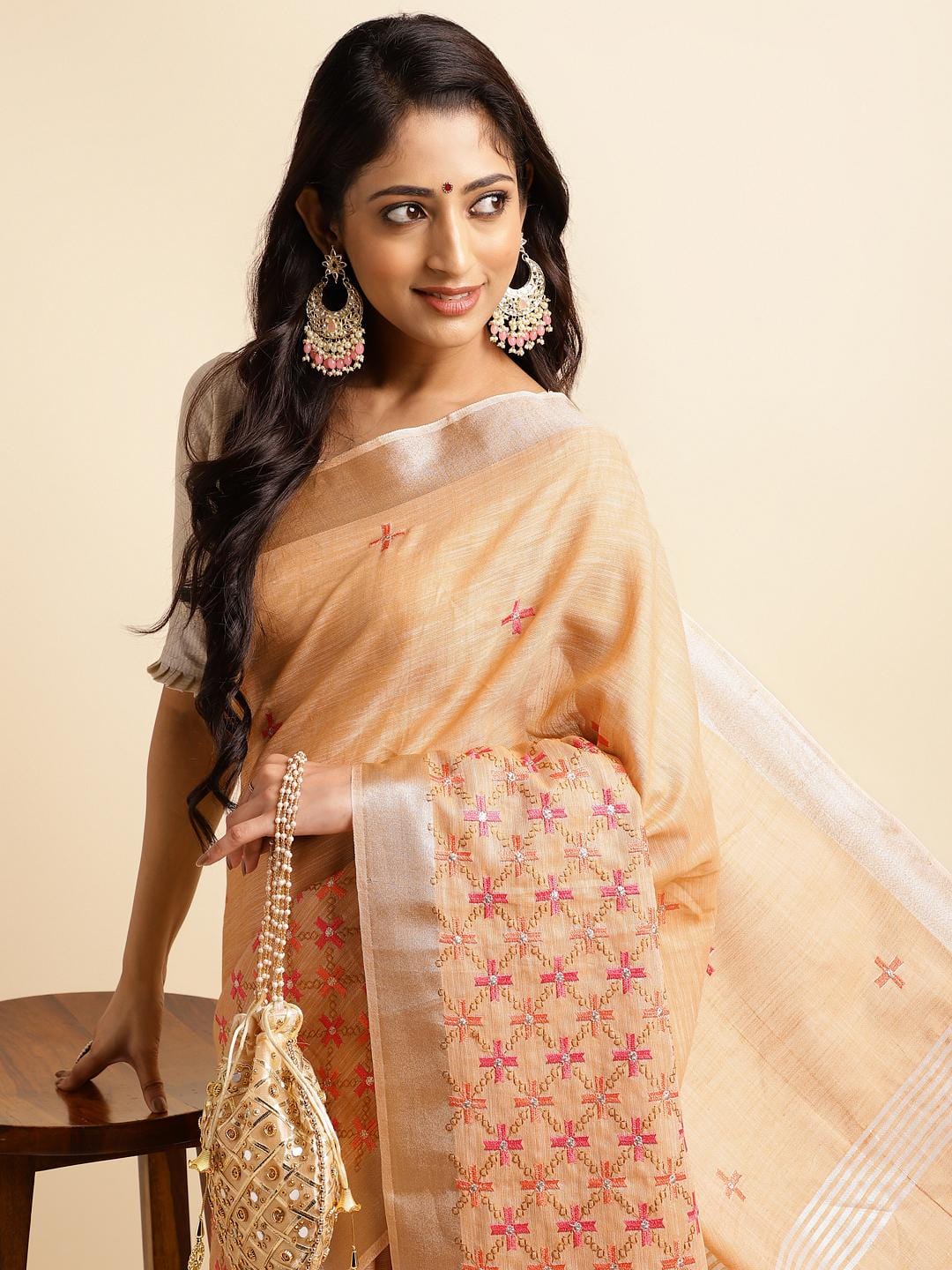 Ethnic Motifs Zari Woven Design Banarasi Saree