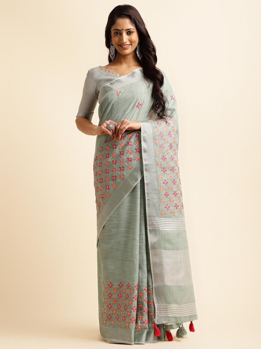 Ethnic Motifs Zari Woven Design Banarasi Saree