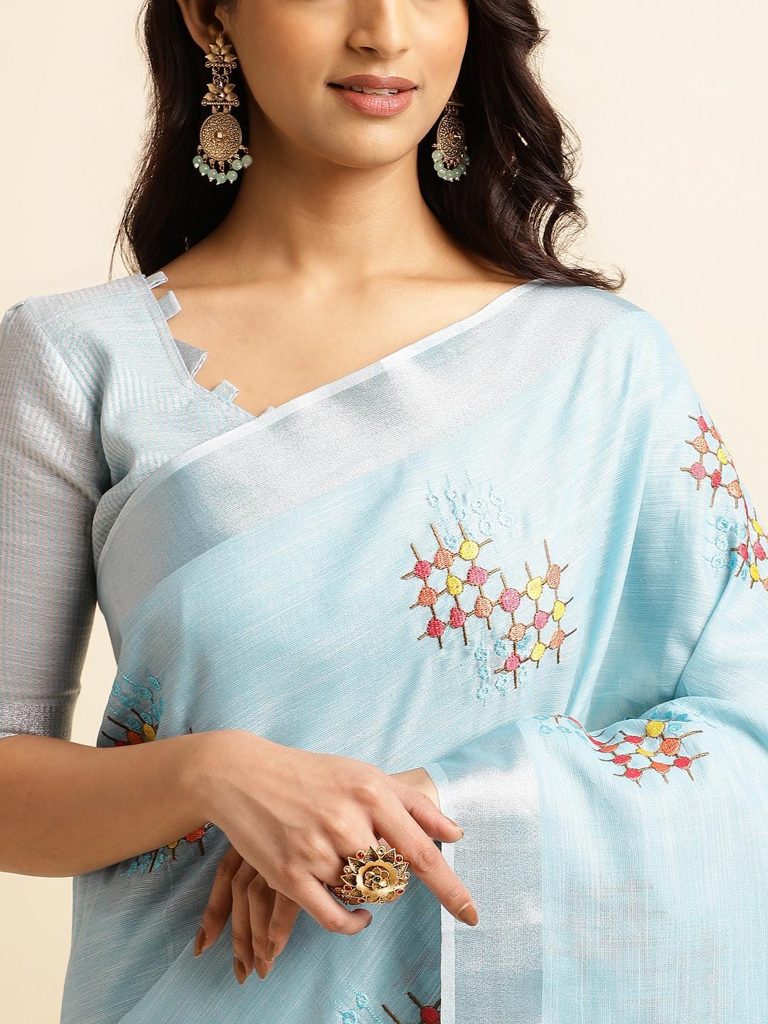 Ethnic Motifs Zari Woven Design Banarasi Saree