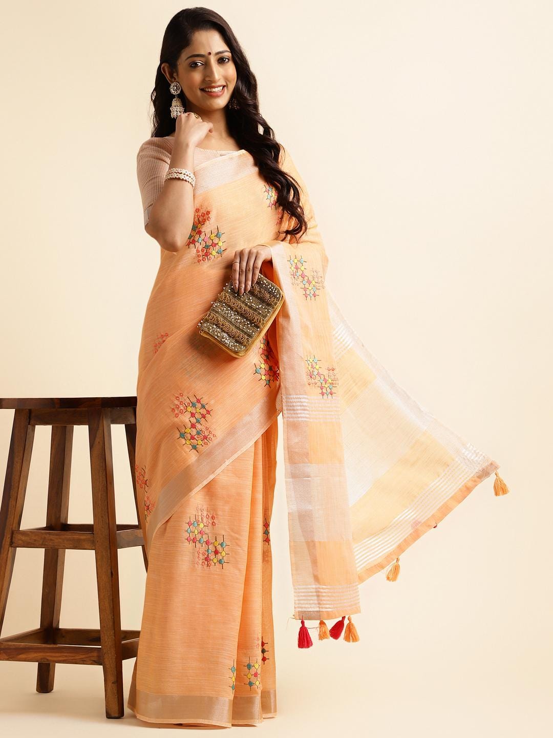 Ethnic Motifs Zari Woven Design Banarasi Saree