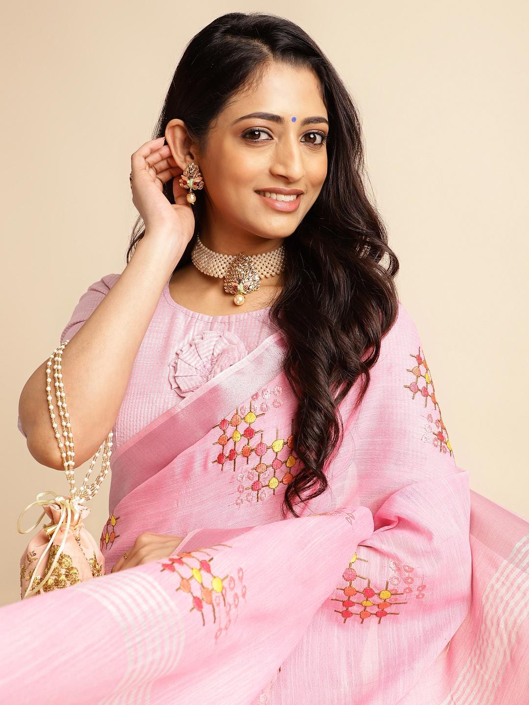 Ethnic Motifs Zari Woven Design Banarasi Saree