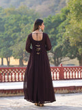 Varanga Coffee Brown Anarkali Kurta Paired With Contrast Dupatta
