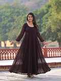 Varanga Coffee Brown Anarkali Kurta Paired With Contrast Dupatta