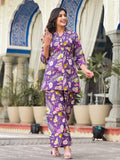 Varanga Women Purple Floral Printe Co-Ord Set