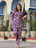 Varanga Women Purple Floral Printe Co-Ord Set
