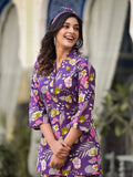 Varanga Women Purple Floral Printe Co-Ord Set