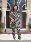 Varanga Women Black And White Paisley Printed Cotton Co-Ords