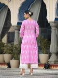 Varanga Women Pink Three-Quarter Sleeve Straight Kurta