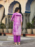 Varanga straight kurta with round neck paired with blue solid palazzo and blue solid dupatta.