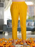 Varanga yellow yoke embroidered kurta paired with tonal bottom and lehariya dupatta