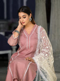 Varanga Women Mauve Kota Check Cotton Lace Kurta With Bottom And Dupatta