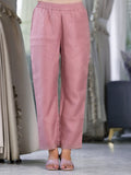 Varanga Women Mauve  Kota Check V-Neck, Long Sleeve Straight Kurta, Paired With Tonal Bottom.