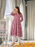 Varanga Women Mauve Floral Printed Full Sleeves Anarkali Kurta With Flared Hem Js Vkur1167