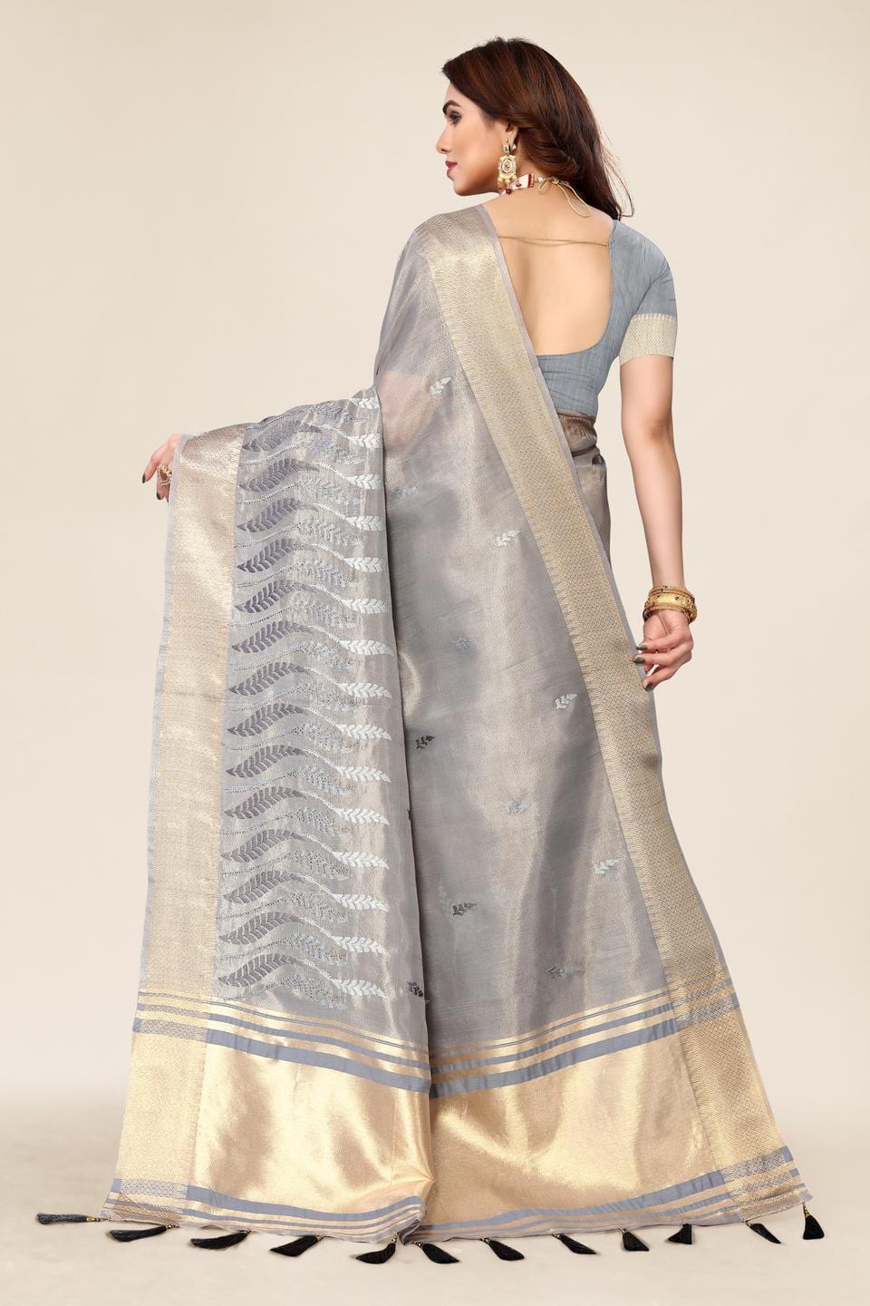 Ethnic Motifs Zari Woven Design Banarasi Saree