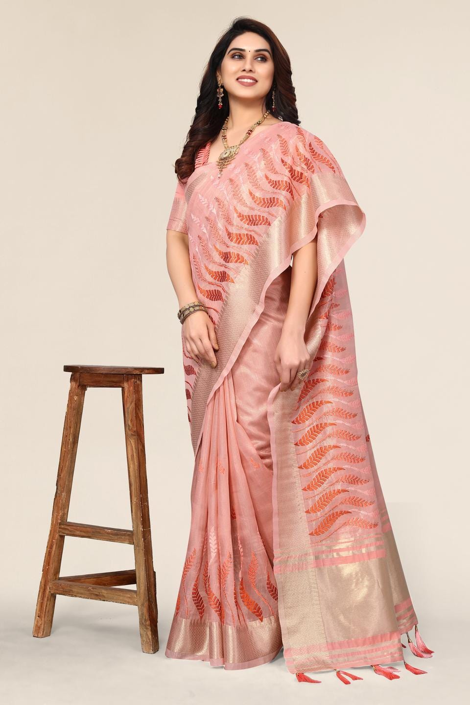 Ethnic Motifs Zari Woven Design Banarasi Saree