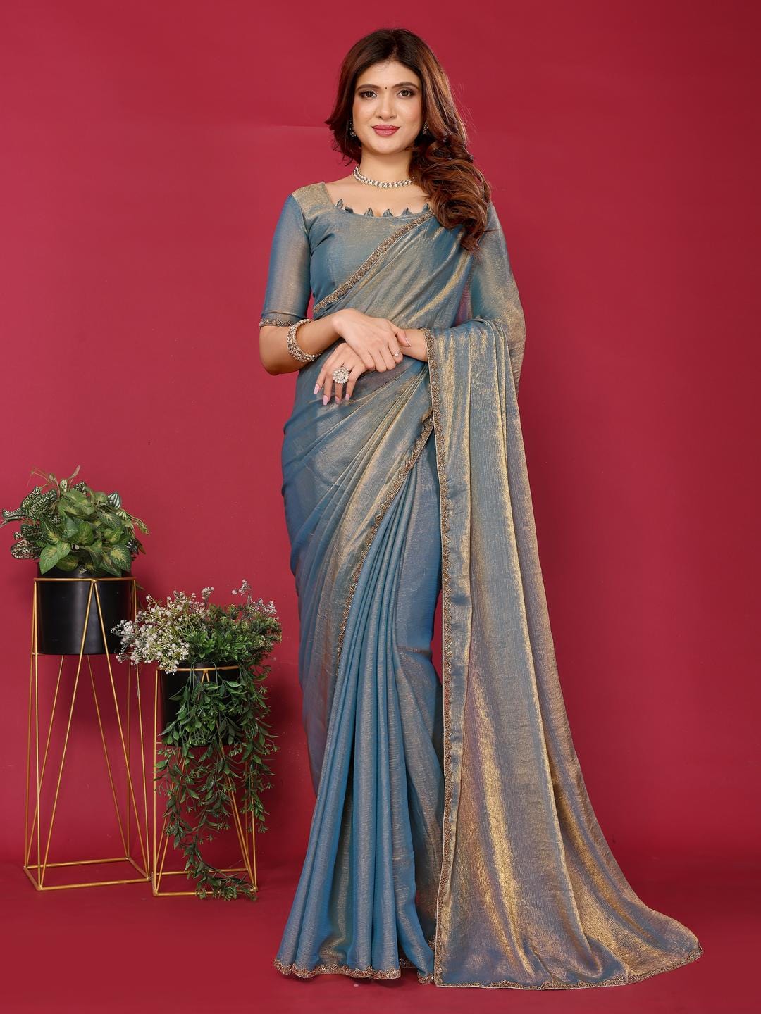 Ethnic Motifs Zari Woven Design Banarasi Saree
