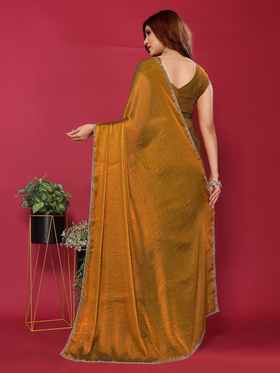 Ethnic Motifs Zari Woven Design Banarasi Saree