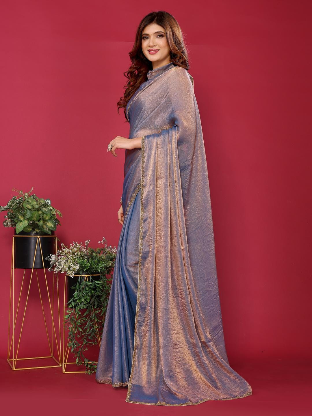 Ethnic Motifs Zari Woven Design Banarasi Saree