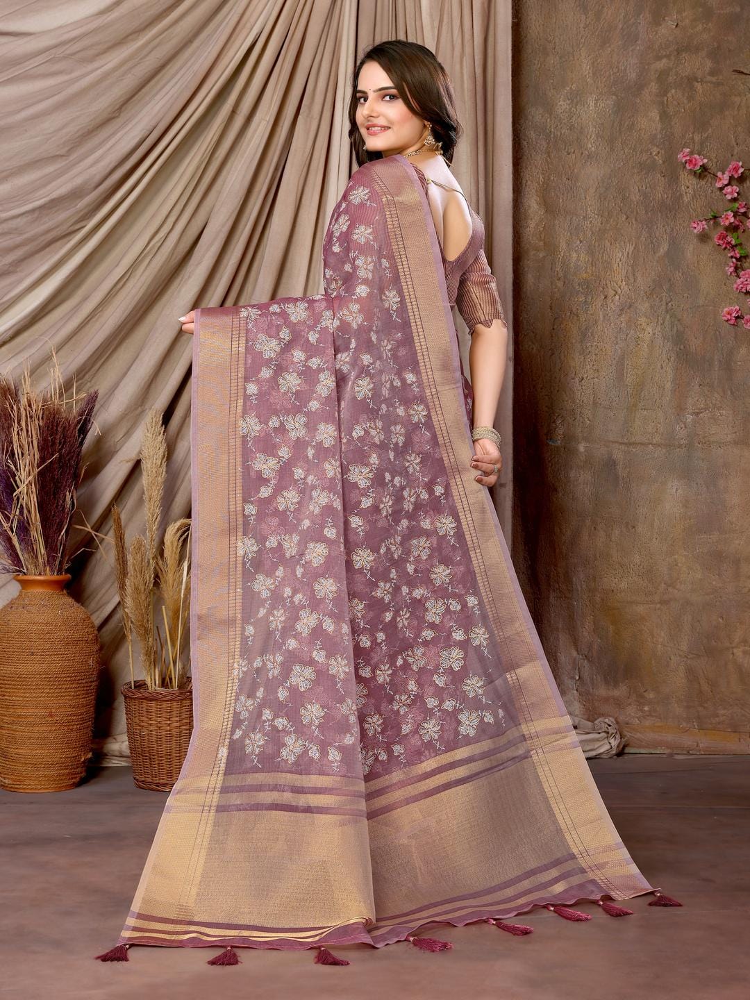 Ethnic Motifs Zari Woven Design Banarasi Saree