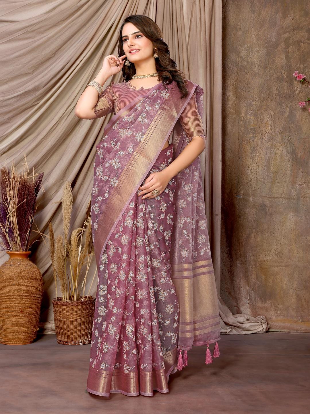 Ethnic Motifs Zari Woven Design Banarasi Saree