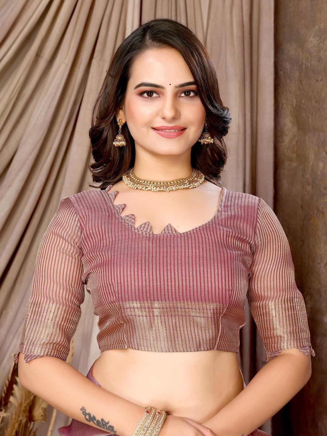 Ethnic Motifs Zari Woven Design Banarasi Saree